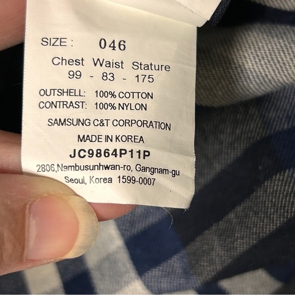 Juun.j Men's L/XL Blue Plaid Shirt Nylon Side Cinches Unique Street Tailoring - Picture 7 of 12